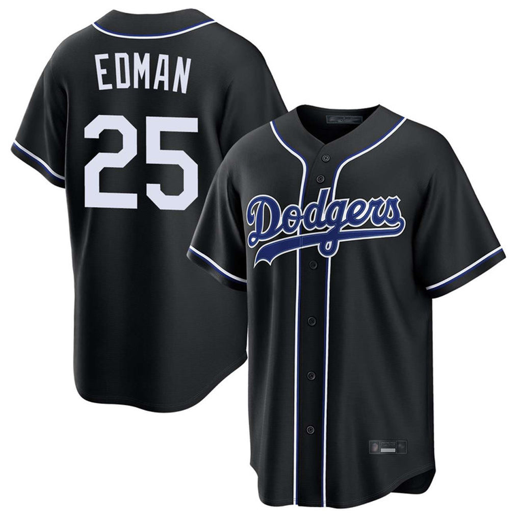 Odoa LA.Dodgers #25 Tommy Edman Player Black Carbon Limited Home Stitched Jerseys