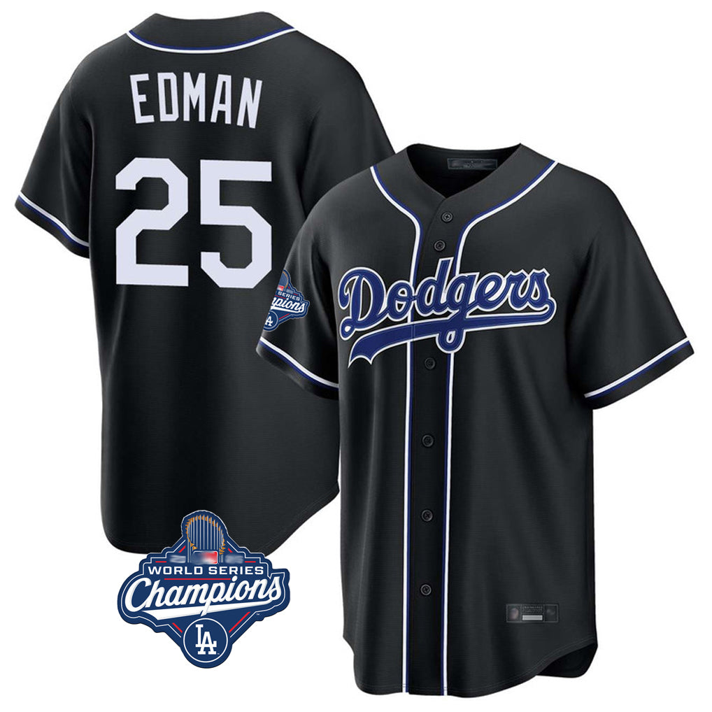Odoa LA.Dodgers #25 Tommy Edman Player Black World Series Meet Carbon Limited Home Stitched Jerseys