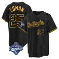 Odoa LA.Dodgers #25 Tommy Edman Player Black World Series Meet Snake Skin City Game Home Stitched Jerseys