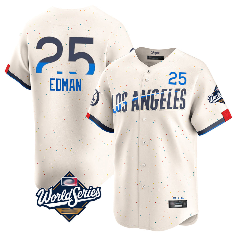 Odoa LA.Dodgers #25 Tommy Edman Player Cream World Series City Connect Limited Home Stitched Jerseys