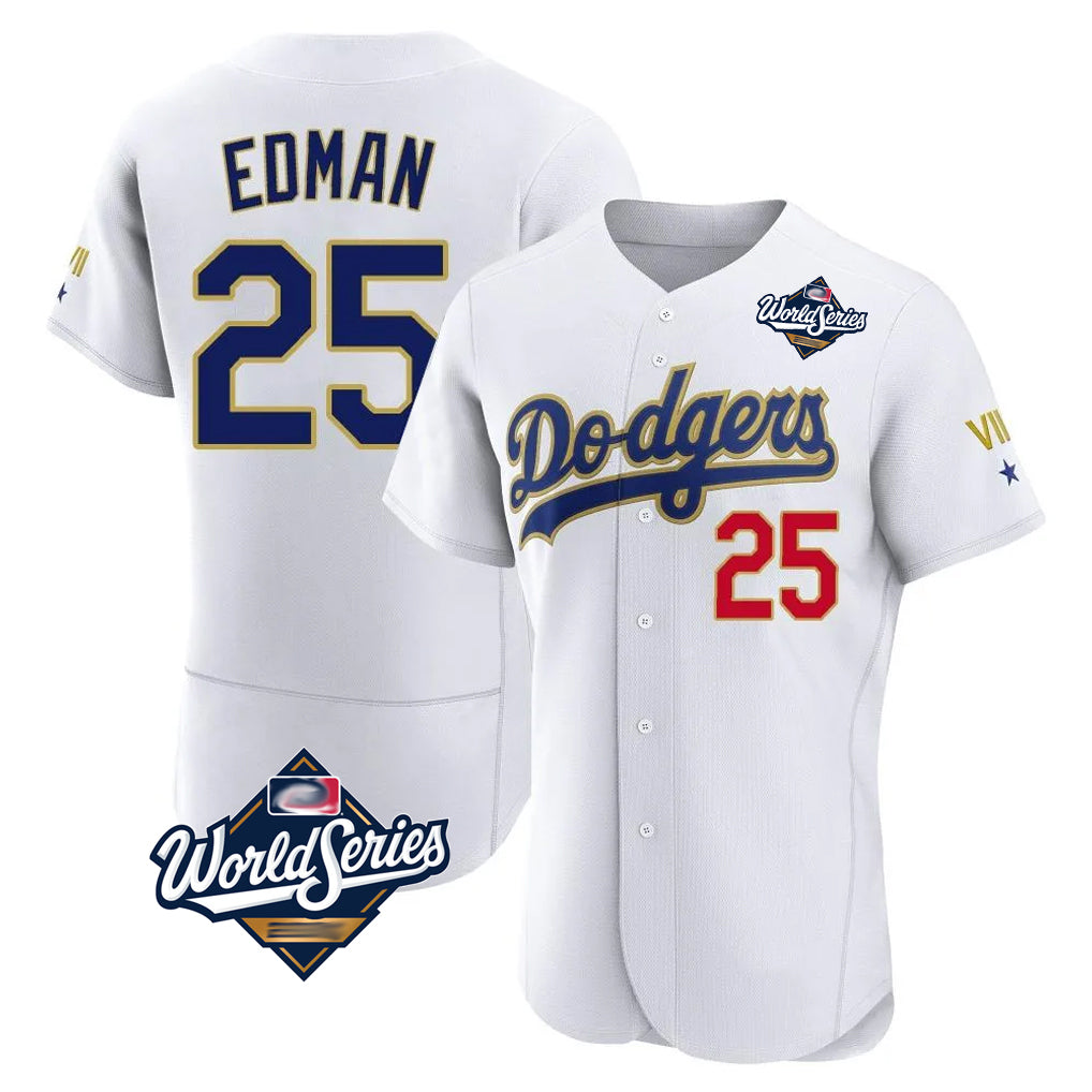 Odoa LA.Dodgers #25 Tommy Edman Player Gold White World Series 2026 Collection Stadium Limited Elite Stitched Jerseys