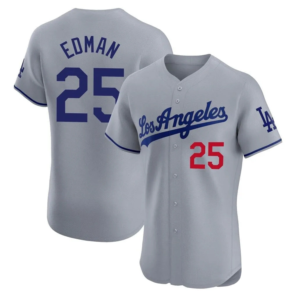 Odoa LA.Dodgers #25 Tommy Edman Player Gray Limited Elite Home Stitched Jerseys