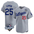 Odoa LA.Dodgers #25 Tommy Edman Player Gray World Series Limited Home Stitched Jerseys