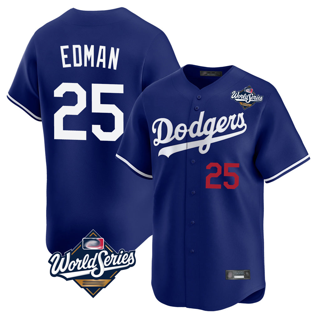 Odoa LA.Dodgers #25 Tommy Edman Player Royal World Series Limited Home Stitched Jerseys