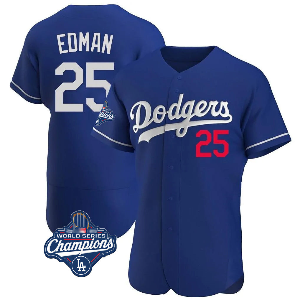 Odoa LA.Dodgers #25 Tommy Edman Player Royal World Series Meet Limited Elite Home Stitched Jerseys