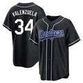 Odoa LA.Dodgers #34 Fernando Valenzuela Player Black Carbon Limited Home Stitched Jerseys