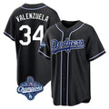 Odoa LA.Dodgers #34 Fernando Valenzuela Player Black World Series Meet Carbon Limited Home Stitched Jerseys