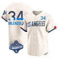 Odoa LA.Dodgers #34 Fernando Valenzuela Player Cream World Series Meet City Connect Limited Home Stitched Jerseys