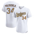 Odoa LA.Dodgers #34 Fernando Valenzuela Player Gold Limited Elite Home Stitched Jerseys