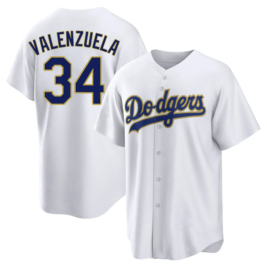 Odoa LA.Dodgers #34 Fernando Valenzuela Player Gold White 2026 Collection Stadium Game Stitched Jerseys