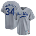Odoa LA.Dodgers #34 Fernando Valenzuela Player Gray Game Limited Home Stitched Jerseys