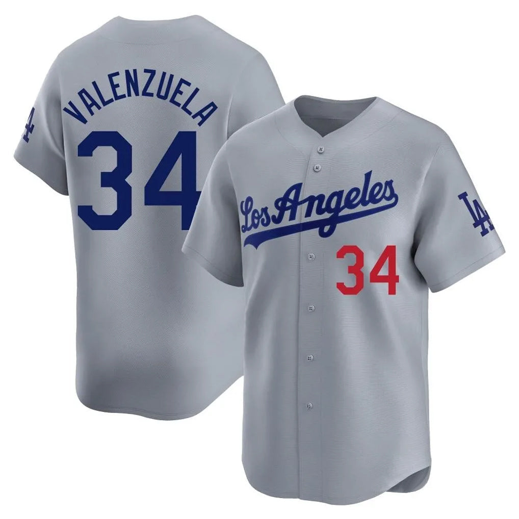 Odoa LA.Dodgers #34 Fernando Valenzuela Player Gray Limited Home Stitched Jerseys
