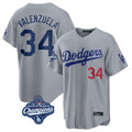 Odoa LA.Dodgers #34 Fernando Valenzuela Player Gray World Series Meet Game Home Stitched Jerseys