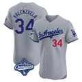 Odoa LA.Dodgers #34 Fernando Valenzuela Player Gray World Series Meet Limited Elite Home Stitched Jerseys