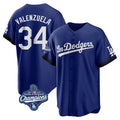 Odoa LA.Dodgers #34 Fernando Valenzuela Player Royal World Series Meet City Connect Home Game Stitched Jerseys