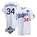Odoa LA.Dodgers #34 Fernando Valenzuela Player White World Series Home Game Stitched Jerseys