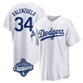 Odoa LA.Dodgers #34 Fernando Valenzuela Player White World Series Meet Game Home Stitched Jerseys