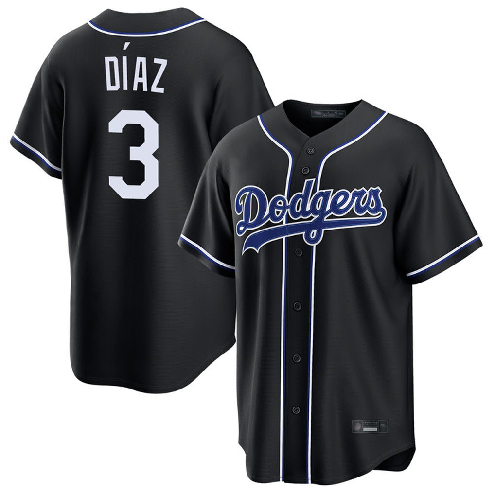 Odoa LA.Dodgers #3 Edwin D¡§aaz Player Black Carbon Limited Home Stitched Jerseys