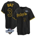 Odoa LA.Dodgers #3 Edwin D¡§aaz Player Black Gold World Series Limited Home Stitched Jerseys