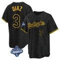 Odoa LA.Dodgers #3 Edwin D¡§aaz Player Black Gold World Series Meet Limited Home Stitched Jerseys