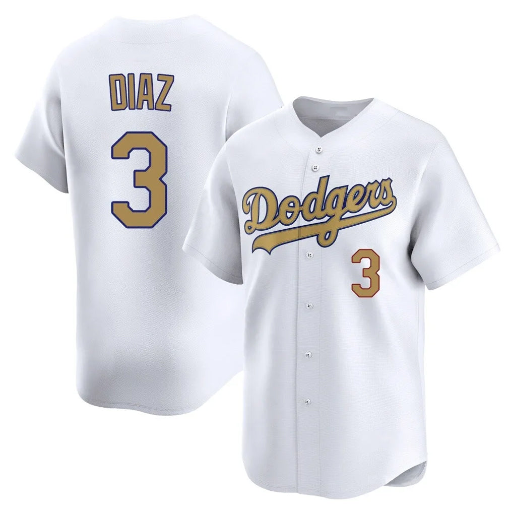 Odoa LA.Dodgers #3 Edwin D¡§aaz Player Gold Collection Limited Home Stitched Jerseys