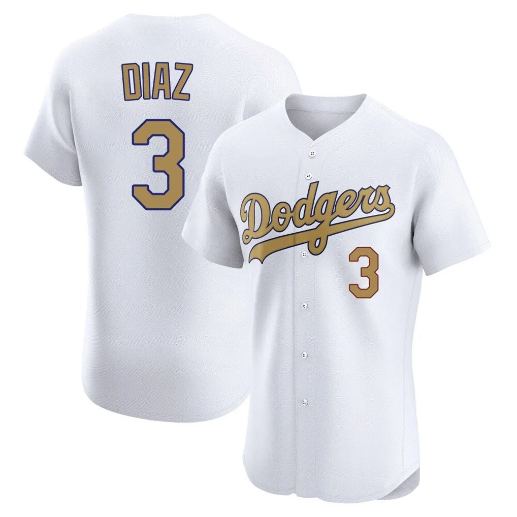 Odoa LA.Dodgers #3 Edwin D¡§aaz Player Gold Limited Elite Home Stitched Jerseys