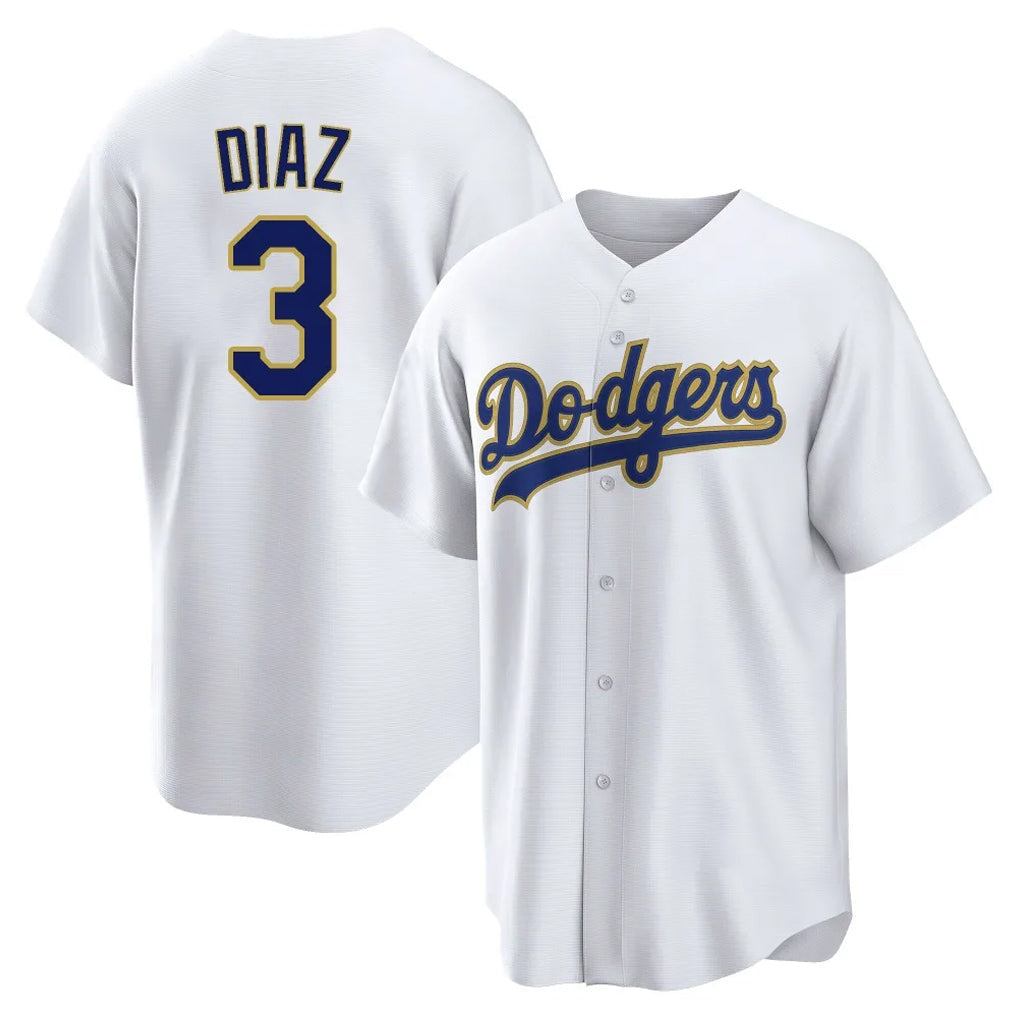 Odoa LA.Dodgers #3 Edwin D¡§aaz Player Gold White 2026 Collection Stadium Game Stitched Jerseys