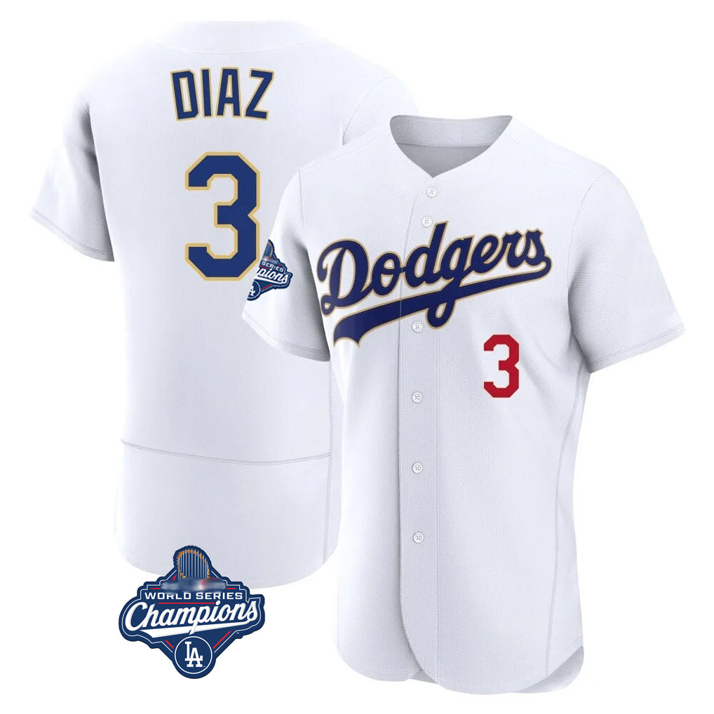 Odoa LA.Dodgers #3 Edwin D¡§aaz Player Gold White World Series Meet 2026 Collection Stadium Limited Elite Stitched Jerseys