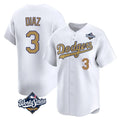 Odoa LA.Dodgers #3 Edwin D¡§aaz Player Gold World Series Collection Limited Home Stitched Jerseys
