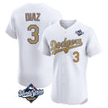 Odoa LA.Dodgers #3 Edwin D¡§aaz Player Gold World Series Limited Elite Home Stitched Jerseys