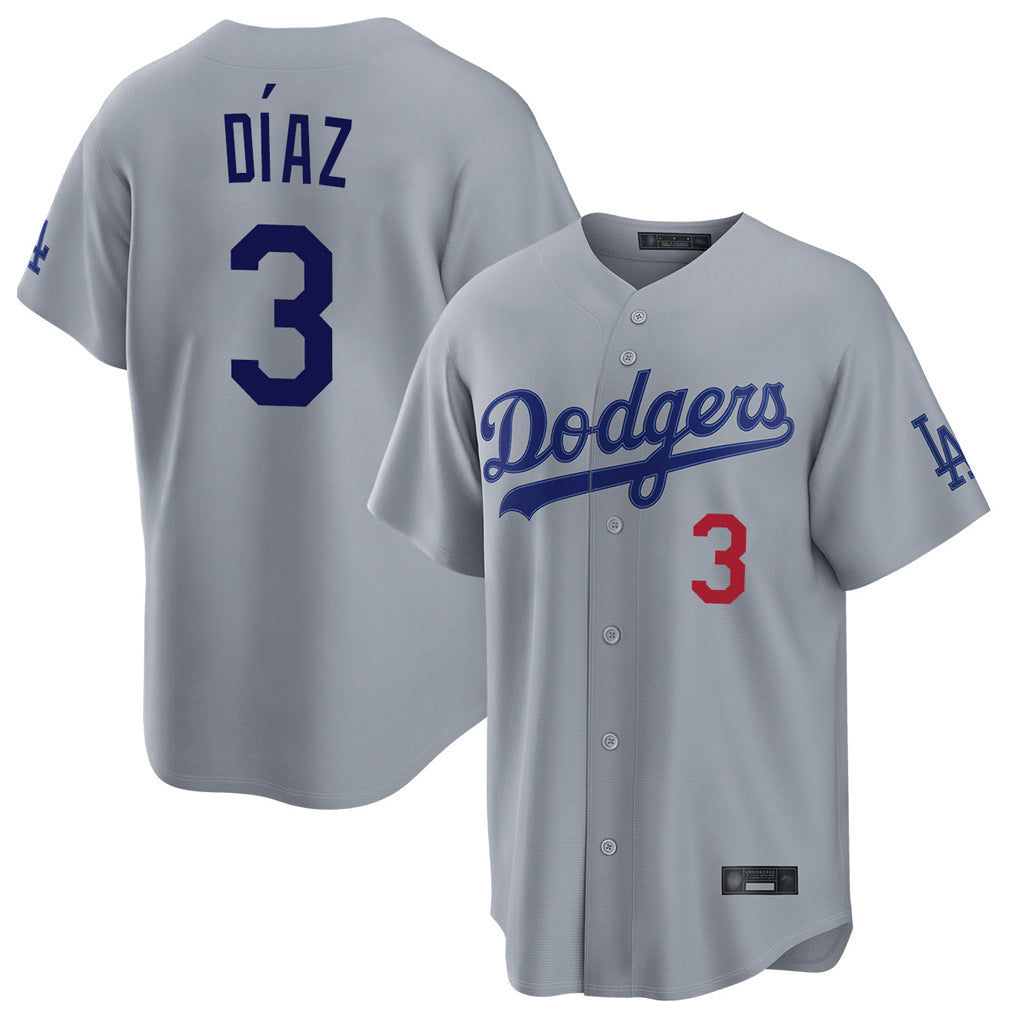 Odoa LA.Dodgers #3 Edwin D¡§aaz Player Gray Game Home Stitched Jerseys