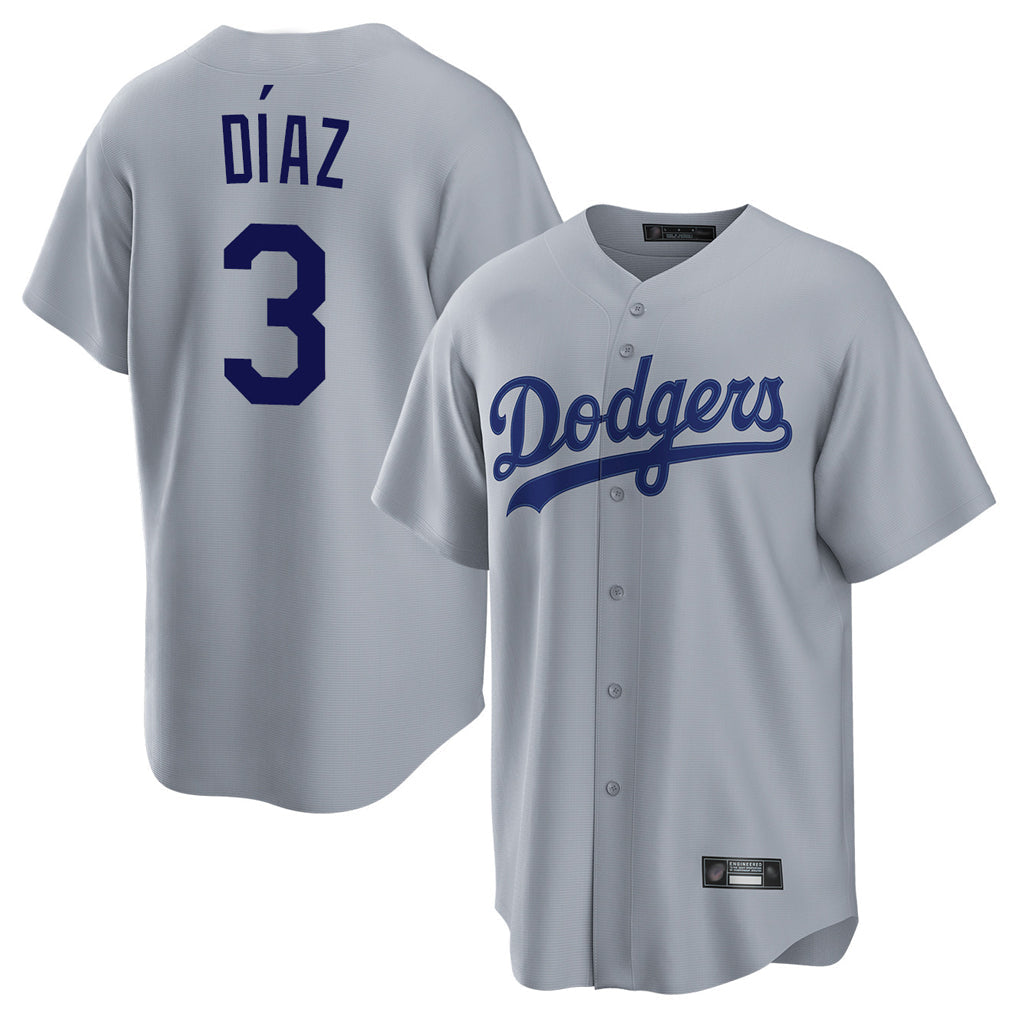 Odoa LA.Dodgers #3 Edwin D¡§aaz Player Gray Game Stitched Jerseys
