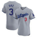 Odoa LA.Dodgers #3 Edwin D¡§aaz Player Gray Limited Elite Home Stitched Jerseys