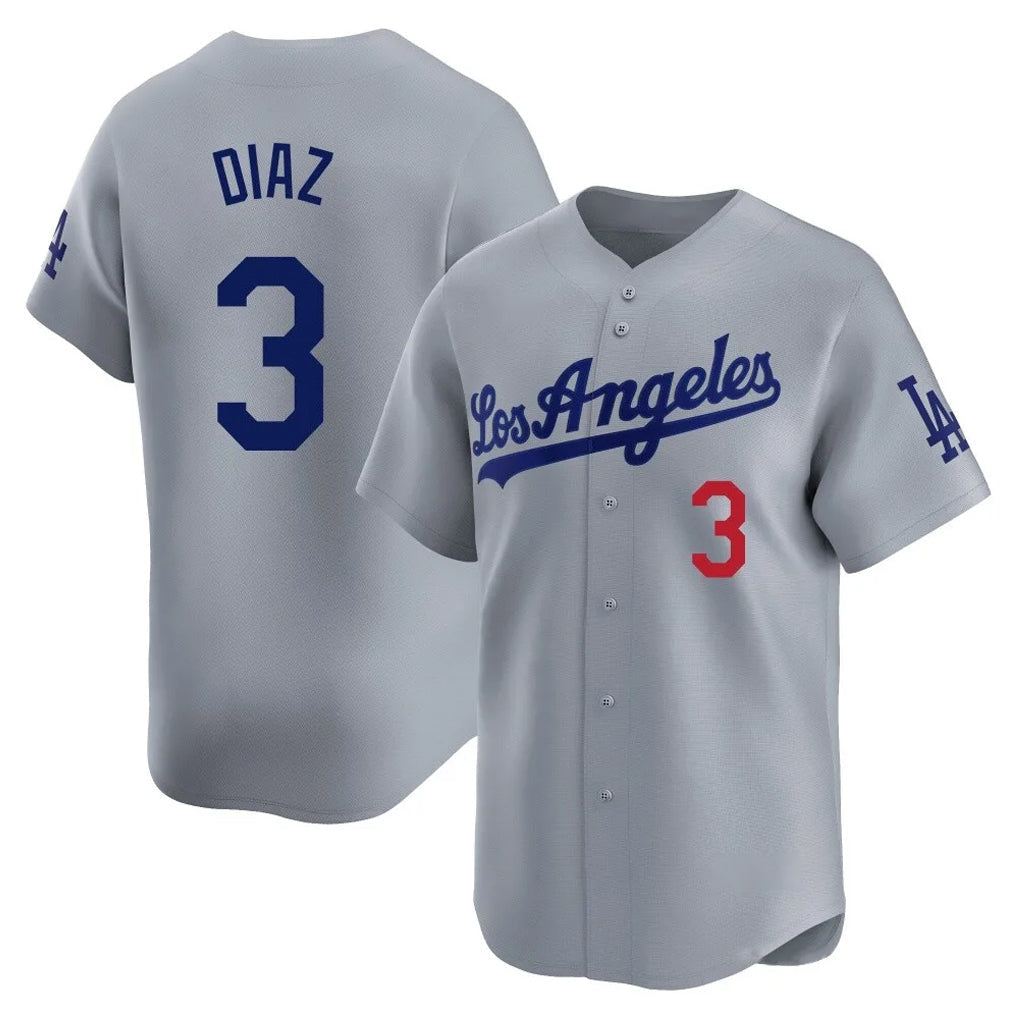 Odoa LA.Dodgers #3 Edwin D¡§aaz Player Gray Limited Home Stitched Jerseys