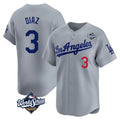 Odoa LA.Dodgers #3 Edwin D¡§aaz Player Gray World Series Limited Home Stitched Jerseys