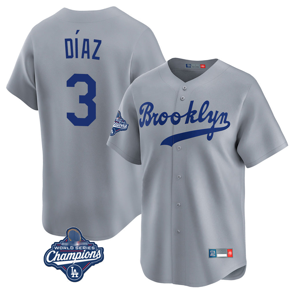 Odoa LA.Dodgers #3 Edwin D¡§aaz Player Gray World Series Meet Game Limited Home Stitched Jerseys