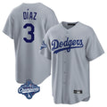 Odoa LA.Dodgers #3 Edwin D¡§aaz Player Gray World Series Meet Game Stitched Jerseys