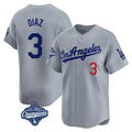 Odoa LA.Dodgers #3 Edwin D¡§aaz Player Gray World Series Meet Limited Home Stitched Jerseys