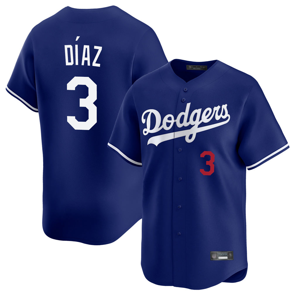 Odoa LA.Dodgers #3 Edwin D¡§aaz Player Royal Limited Home Stitched Jerseys