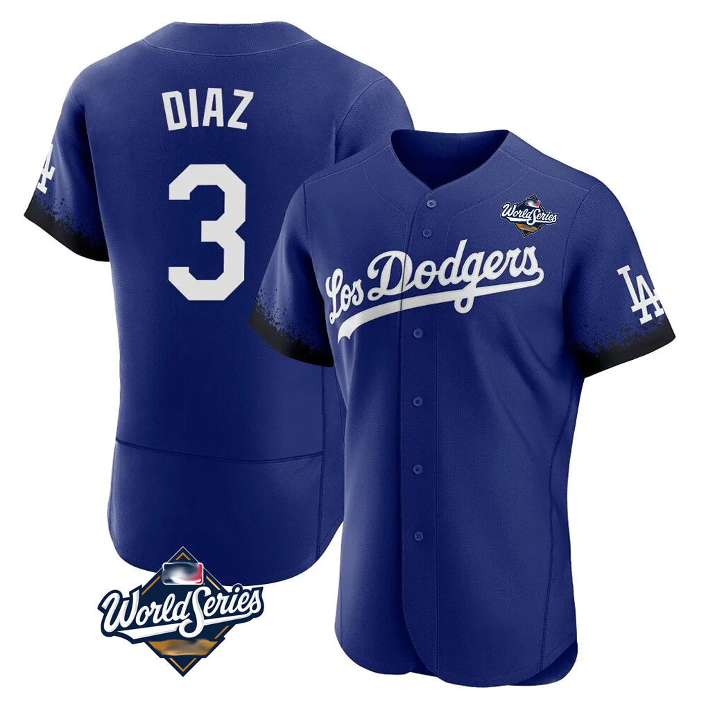 Odoa LA.Dodgers #3 Edwin D¡§aaz Player Royal World Series City Connect Elite Home Stitched Jerseys