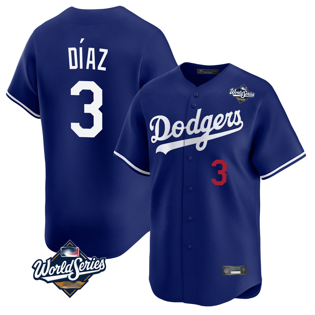 Odoa LA.Dodgers #3 Edwin D¡§aaz Player Royal World Series Limited Home Stitched Jerseys