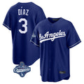 Odoa LA.Dodgers #3 Edwin D¡§aaz Player Royal World Series Meet Game Stitched Jerseys