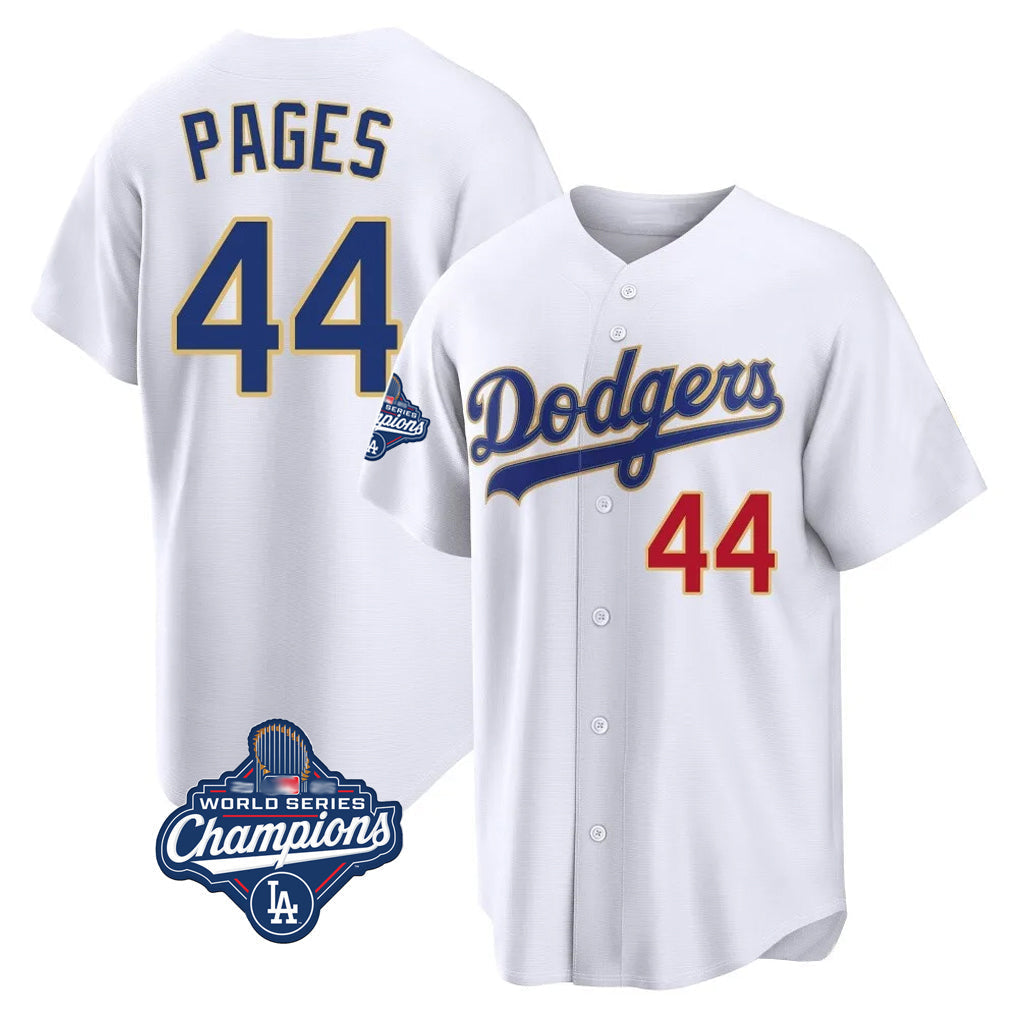 Odoa LA.Dodgers #44 Andy Pages Player Gold White World Series Meet 2026 Collection Stadium Limited Stitched Jerseys