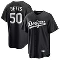 Odoa LA.Dodgers #50 Mookie Betts Player Black Carbon Limited Game Stitched Jerseys