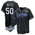 Odoa LA.Dodgers #50 Mookie Betts Player Black World Series Carbon Limited Home Stitched Jerseys