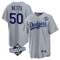 Odoa LA.Dodgers #50 Mookie Betts Player Gray World Series Game Stitched Jerseys