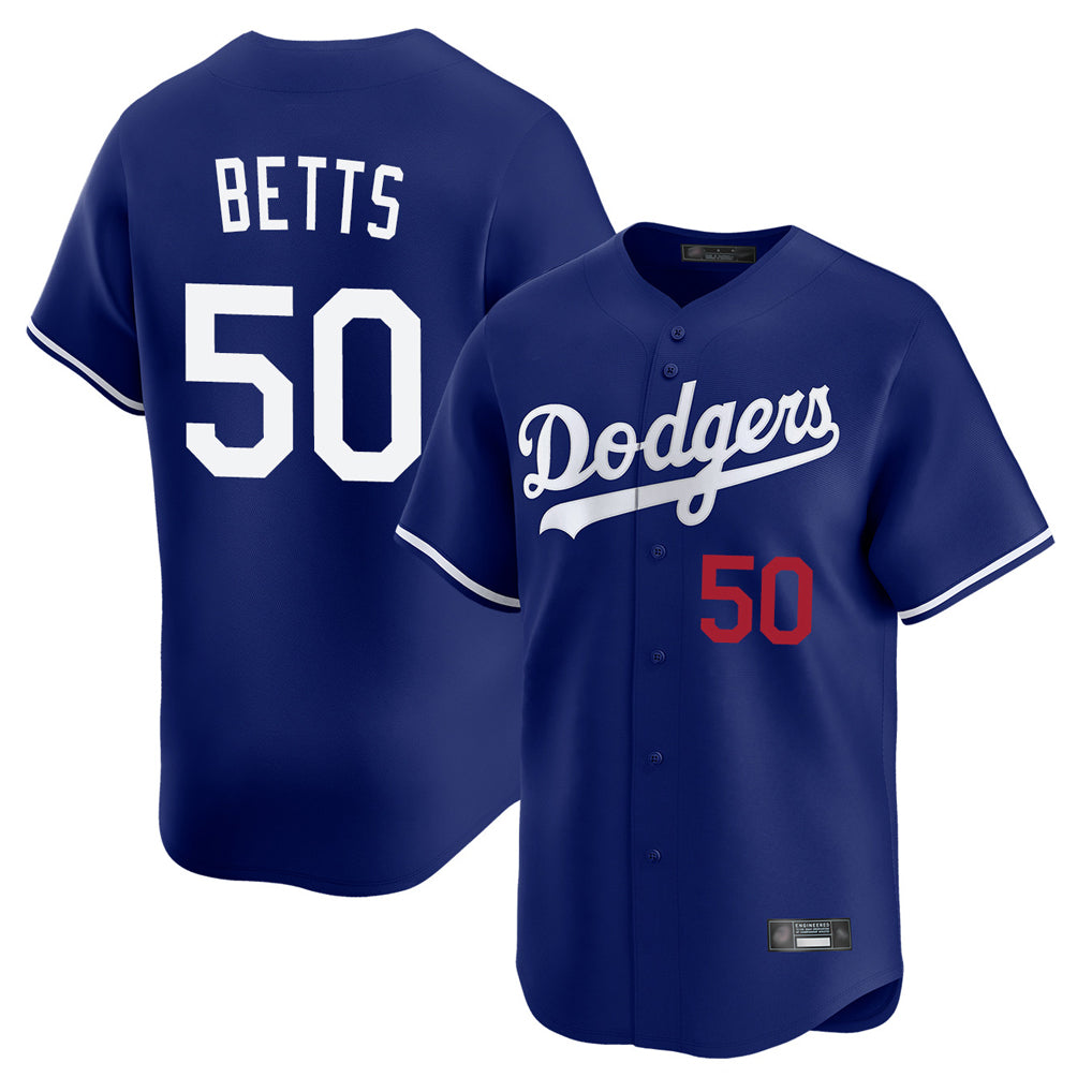 Odoa LA.Dodgers #50 Mookie Betts Player Royal Limited Home Stitched Jerseys