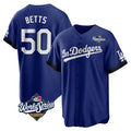 Odoa LA.Dodgers #50 Mookie Betts Player Royal World Series City Connect Home Game Stitched Jerseys