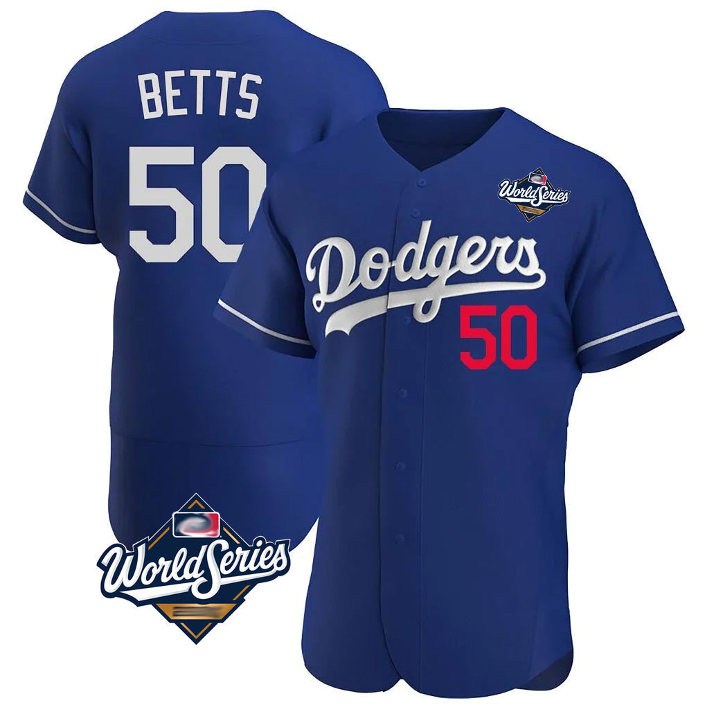 Odoa LA.Dodgers #50 Mookie Betts Player Royal World Series Limited Elite Home Stitched Jerseys