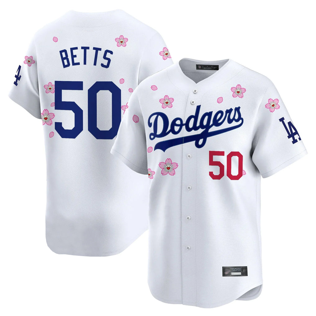 Odoa LA.Dodgers #50 Mookie Betts Player White Tokyo Series Vapor Premier Limited Stitched Jerseys